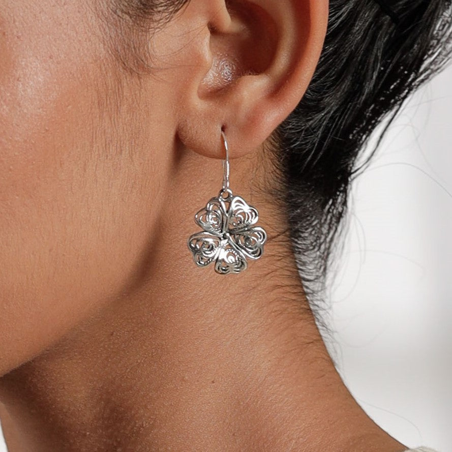 Awesome everyday outlet silver floral earrings