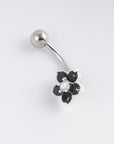Centura Floral Silver Belly Button Ring