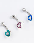 Angela Heart Silver Belly Button Ring