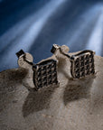 Square Code Silver Studs