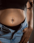 Radiant Cross Belly Button Ring