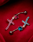 Radiant Cross Belly Button Ring