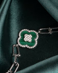 Emerald Bloom Silver Bracelet