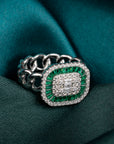 Emerald Nexus Silver Ring