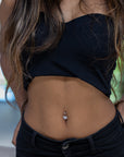 Daphne Sparkle Silver Belly Button Ring