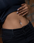 Alexis Floral Silver Belly Button Ring