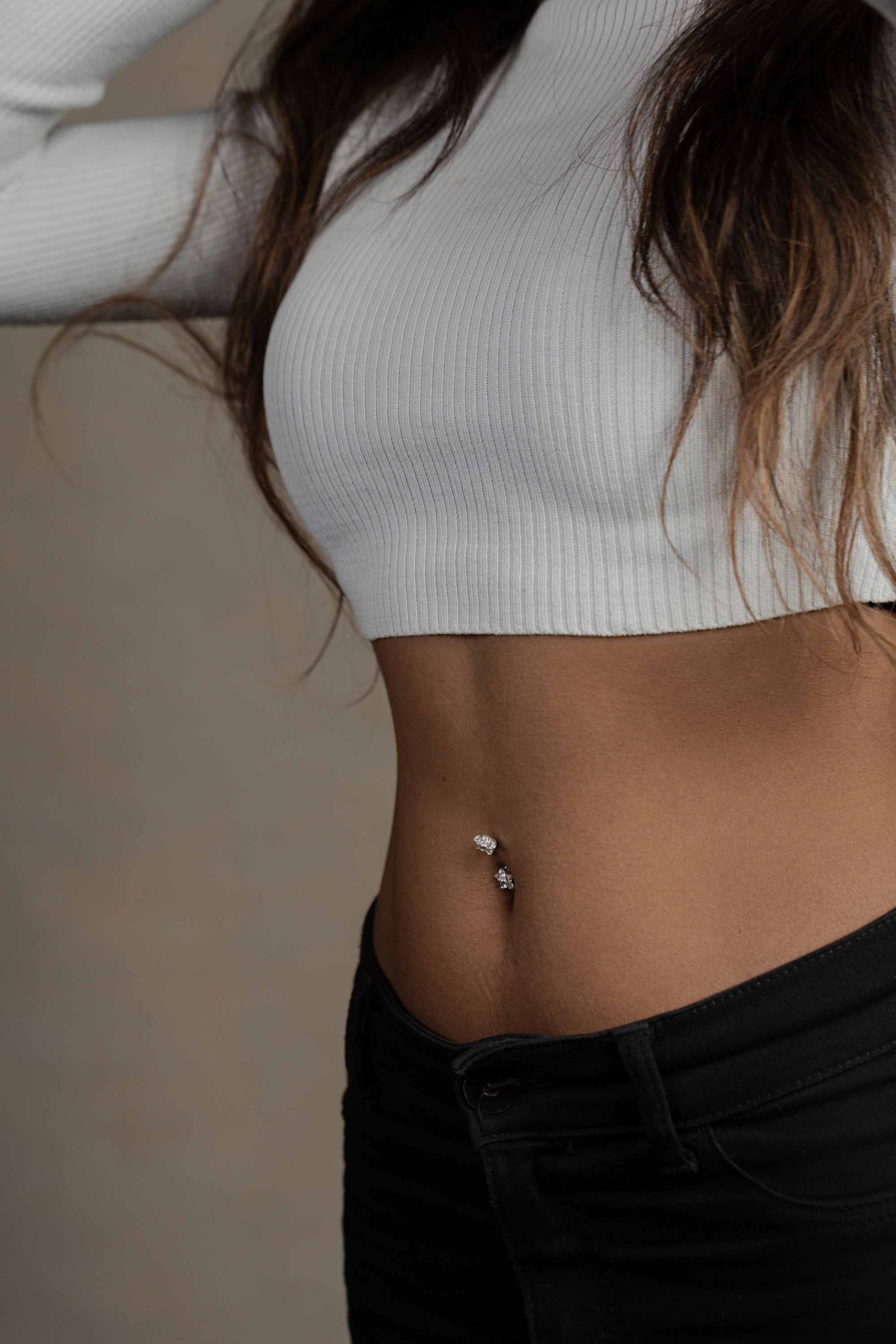 Cassandra Floral Silver Belly Button Ring