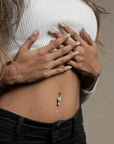 Iris Heart Silver Belly Button Ring