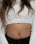 Indica Silver Belly Button Ring