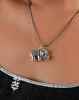 Engraved Elephant Silver Pendant