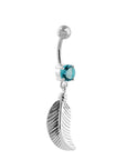Selene Leaf Silver Belly Button Ring