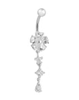 Minerva Floral Silver Belly Button Ring
