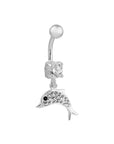 Oceana Dolphin Silver Belly Button Ring