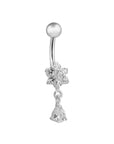 Olympia Teardrop Silver Belly Button Ring