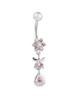 Athena Floral Silver Belly Button Ring